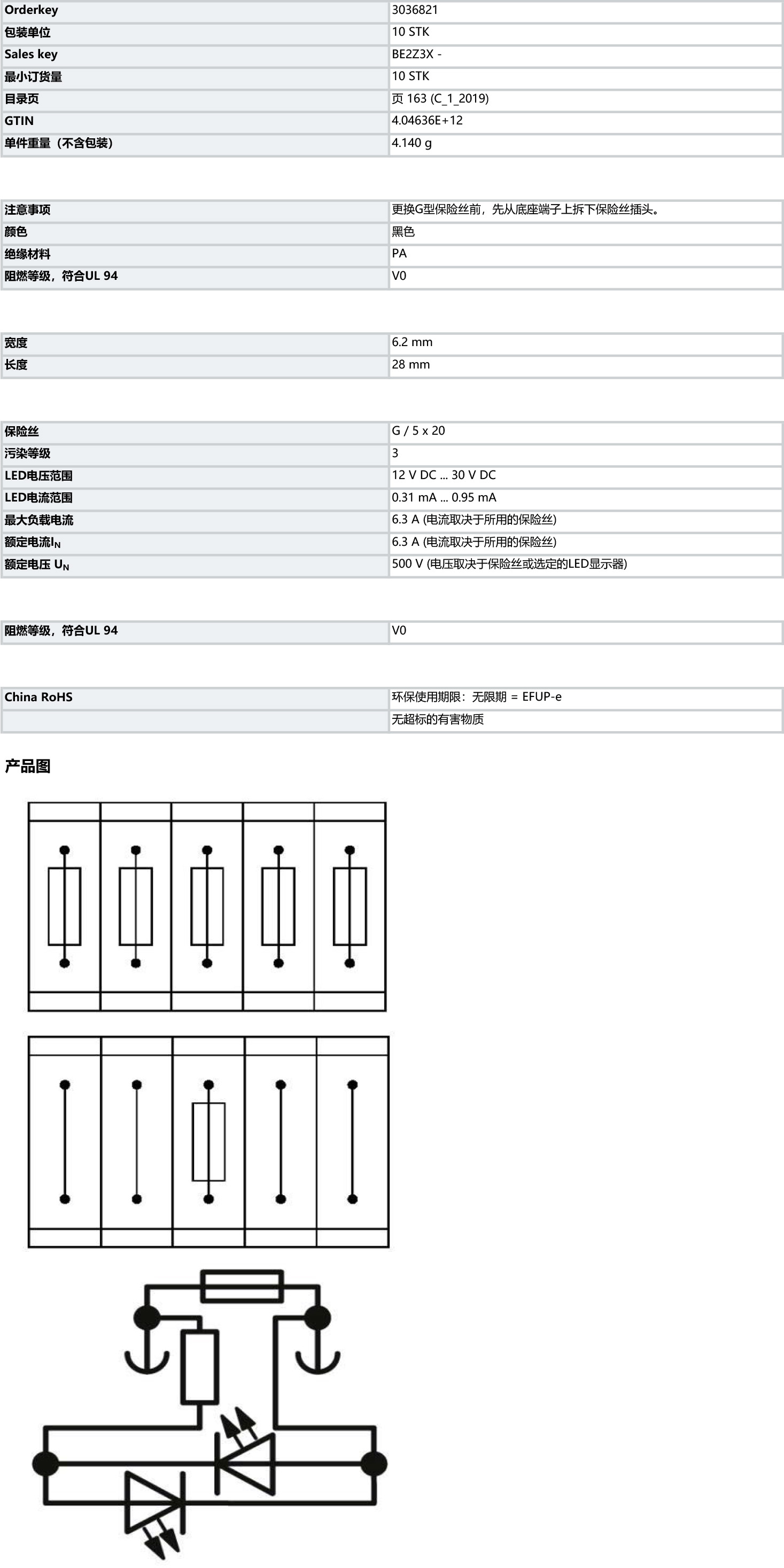 菲尼克斯 PHOENIX CONTACT 接線端子 適用于過(guò)程控制行業(yè)的接線端子 保險(xiǎn)絲插頭 - P-FU 5X20 LED 24-EX - 3036821.jpg